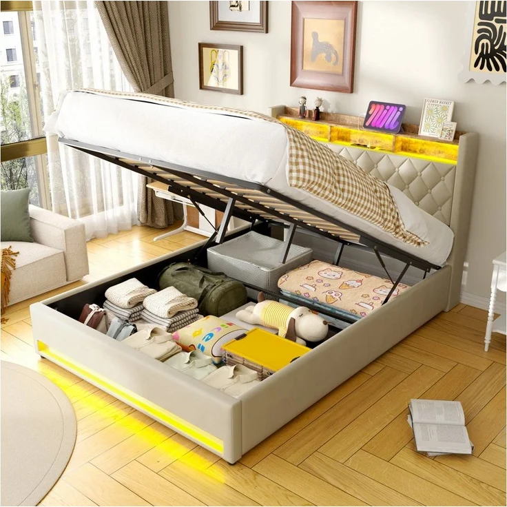 STILVORA Polsterbett 160×200 mit matratze und bettkasten,Stauraumbett Boxspringbett mit USB – Bild 1