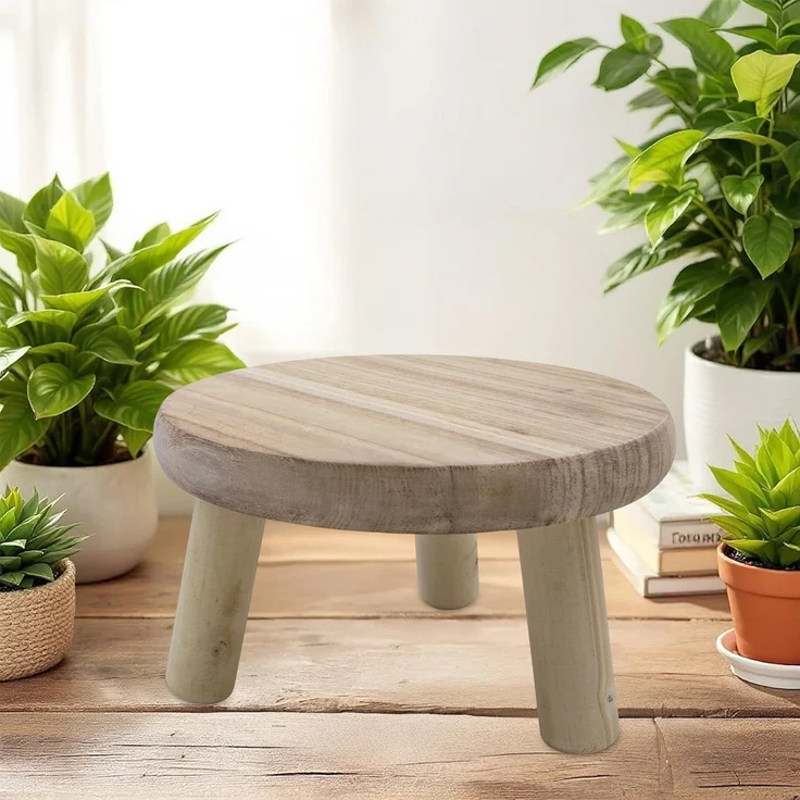 Spetebo Blumenhocker Holz Blumenhocker natur mit 3 Beinen (Anzahl, 1 St, Stück), stabiler Stand – Bild 7