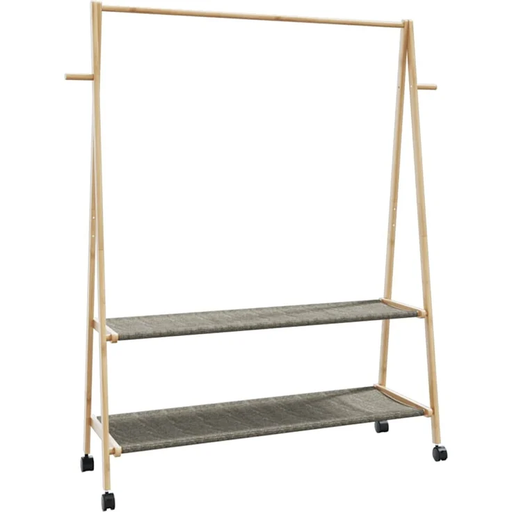 vidaXL Kleiderständer mit Ablagen und Rollen 132x45,5x155,5 cm Bambus 4008913 – Bild 1