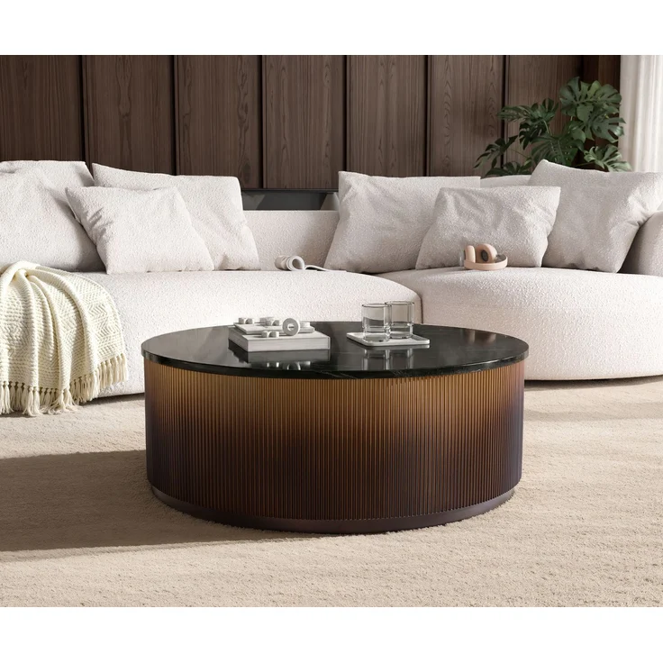 Couchtisch Fiorano 90x90 cm Marmor Schwarz Silber Metall Gold Ombre – Bild 4