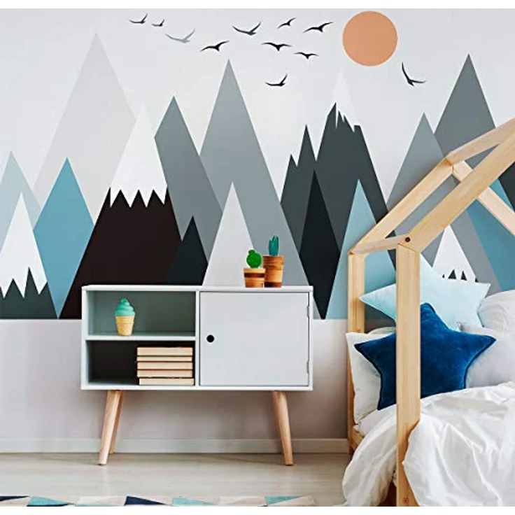 Ambiance-Aufkleber Skandinavische Parka Mountains Wandtattoos, DIY-Wohnkultur, abziehbare Aufkleber zum Abziehen und Aufkleben, wasserdichte und selbstklebende Wandkunst - 60 x 115 cm – Bild 4