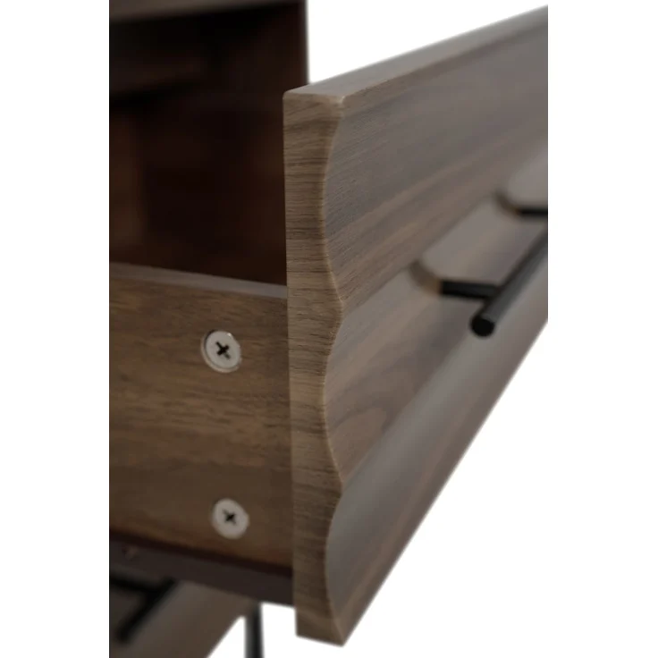 Nachtkonsole >Falun< in Dekor Nussbaum 3D-Fronten in Wellenoptik - 40x55x39cm (BxHxT) – Bild 5