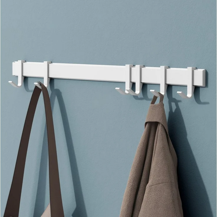 Mai & Mai Wandgarderobe Kleiderhaken Garderobenleiste aus Aluminium mit 4/6/8 Haken Stalo-12, Flexibel entlang der Schiene verschieben, individuell positionieren. – Bild 1