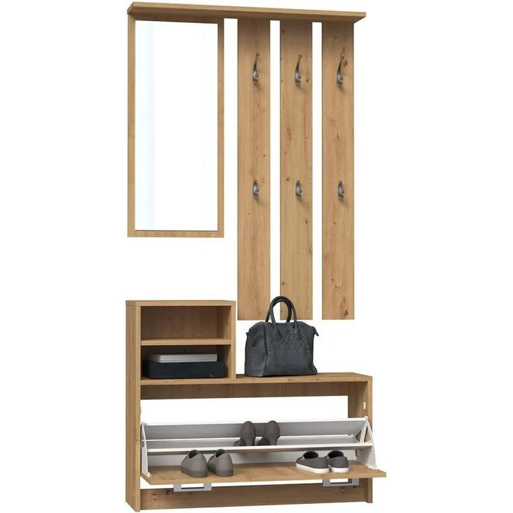 TOPESHOP GARDEROBEN-SET TRAUMGARDEROBE Laminierte Spanplatte 16mm HANDWERKLICHE EICHE (H 180 x T 24 x B 85 cm) – Bild 2