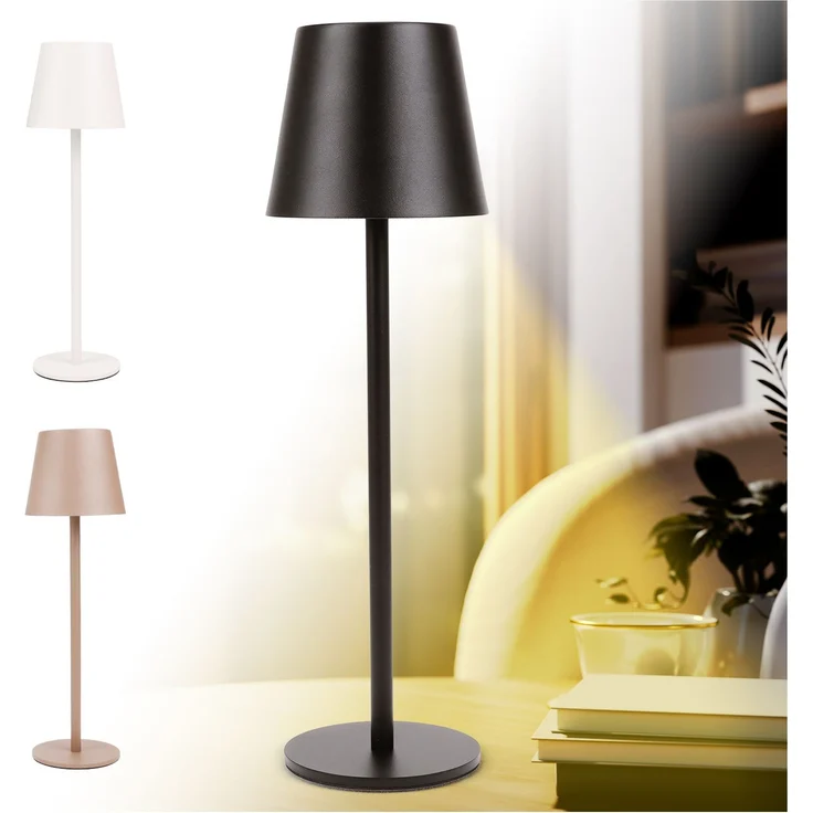 LED Akku Tischleuchte dimmbar mit Touch Funktion 3 Lichtfarben IP44 12h nnen außen