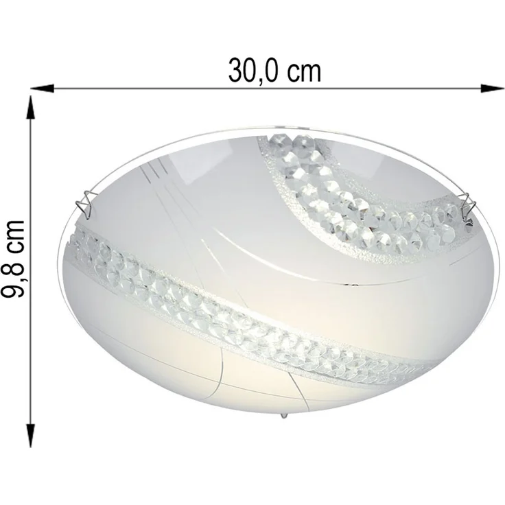 LED Deckenleuchte, Kristalle klar, Glas satiniert, D 30 cm – Bild 7