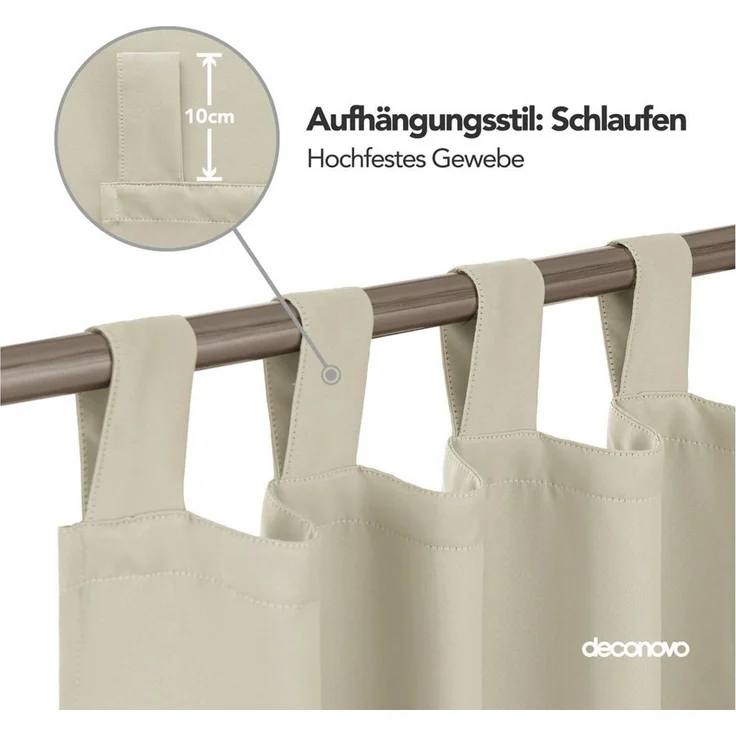 Deconovo Verdunkelungsvorhang 2er Set Blickdicht Schlaufen Verdunkelungsvorhang Dicke Gardinen, Vorhang blickdicht Lärmschutz Thermovorhang gegen Kalte pflegeleicht – Bild 4
