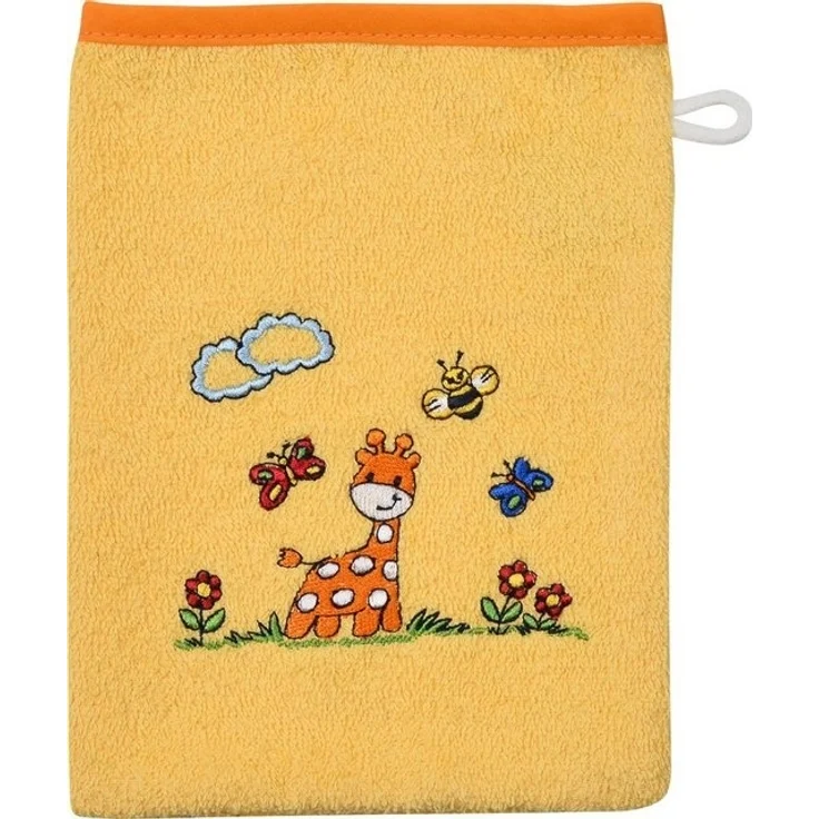 Wörner Waschhandschuh Kinder-Waschhandschuh "Giraffe", Walk-Frottier Uni – Bild 2