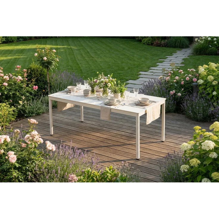 KAWOLA Gartenmöbel Set MIAVA 7-tlg. Stahl cremefarben x x cm – Bild 4