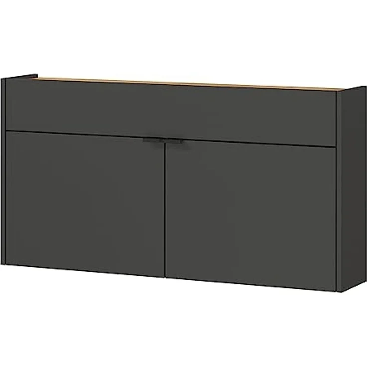 Lomadox Schuhschrank ABERDEEN-01 graphit mit Eiche Nb, ideal für schmale Flure, 110/57/22 cm – Bild 3