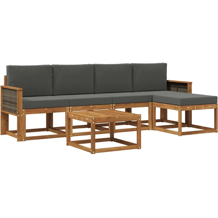 vidaXL Outdoor-Sofagarnitur 6 stk. 5-Sitzer Natur und Anthrazit 3385148 – Bild 2