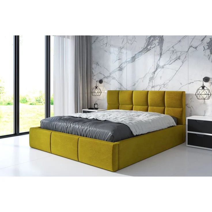 Polsterbett CARLOS-OM 120x200 mit Bettkasten und Lattenrost. Farbe: Bernesteigraun 34 – Bild 1