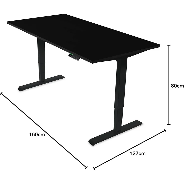 Desktopia Pro X - Elektrisch höhenverstellbarer Schreibtisch / Ergonomischer Tisch mit Memory-Funktion, Schwarz, Gestell Schwarz, 180x80 cm – Bild 2