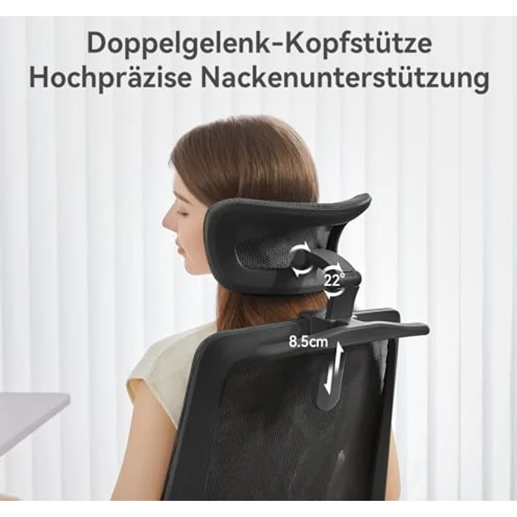 SIHOO M59AS Ergonomischer Bürostuhl mit Doppelsitzlehnen, adaptiver Lendenwirbelstütze und 3D-koordinierbaren, hochklappbaren Armlehnen, Mesh-Schreibtischstuhl für das Homeoffice (Schwarz) – Bild 4