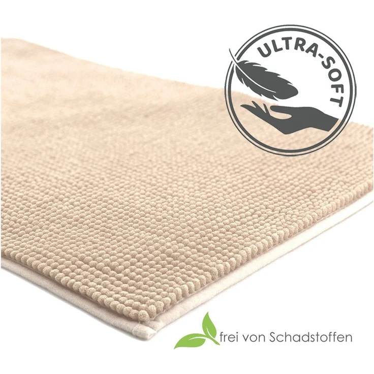 heimtexland Badematte Badvorleger Chenille Badteppich Duschvorleger, rutschhemmend beschichtet, Fußbodenheizung geeignet, schnell trocknend, strapazierfähig, fußbodenheizungsgeeignet, rutschfest, saugstark, Polyester, rechteckig, 60x90 cm, Hochflor, su... – Bild 4