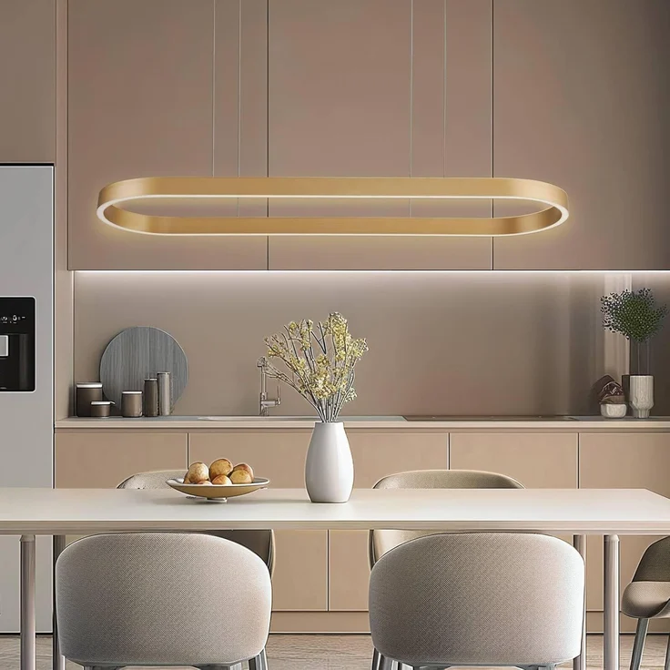 Lucande Hängeleuchte Melinay, LED, Metall, Gold / Messing Farbwechsel warmweiß / tageslicht IP20 mit Fernbedienung, LED 51 W gesamt, Farbwechsel warmweiß / tageslicht – Bild 3