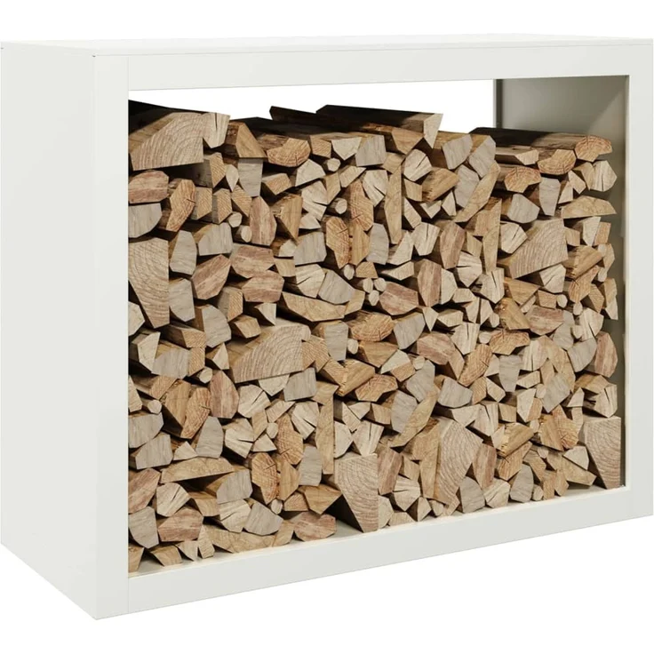 vidaXL Brennholzregal Weiß 100x40x80 cm Stahl 850976 – Bild 2