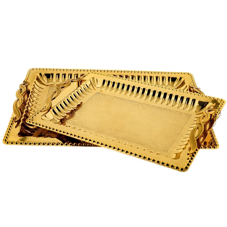 Serviertablett aus hochwertigem 18/10-Edelstahl - 2er Set, Edel & Vielseitig Gold – Bild 1