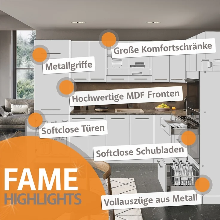 Küchenglasschrank Fame-Line Dunkelblau Hochglanz 40 cm Vicco – Bild 6