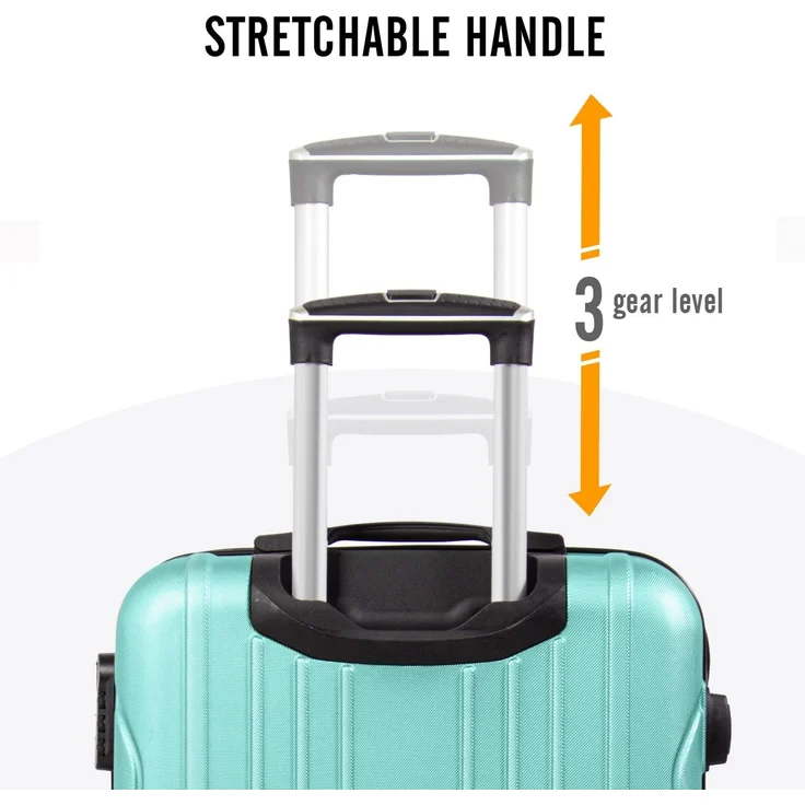 Todeco Mittelgroßer Koffer Trolley 68cm, Zwillingsrollen Reisekoffer Koffer Trolleys, 4 Rollen Leicht Hartschale aus ABS Aufgabegepäck, 68x45x26cm, 66 Liter, Helles Kieferngrün – Bild 7