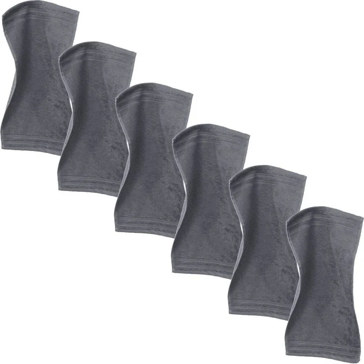 Erwin Müller Gästehandtuch "Heidelberg" 6er-Pack, Frottier (6-St), Walk-Frottier Uni, Anthrazit, 30x50 cm – Bild 2