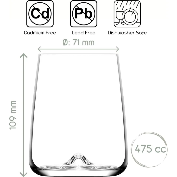LAV Gläser-Set Terra Weinglas, 6-tlg, Glas, 6er-Set, 475ml, Ideal für kalte Getränke & dekorative Zwecke – Bild 9