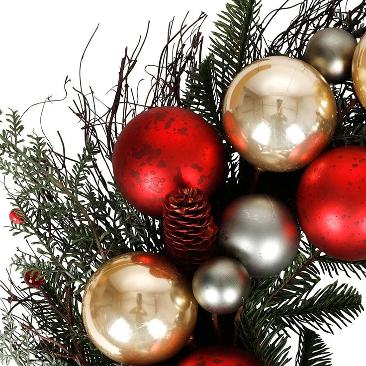 Weihnachts-Türkranz mit Kugeln 60cm Dekokranz Weihnachtsdeko Wanddeko Türdeko – Bild 2