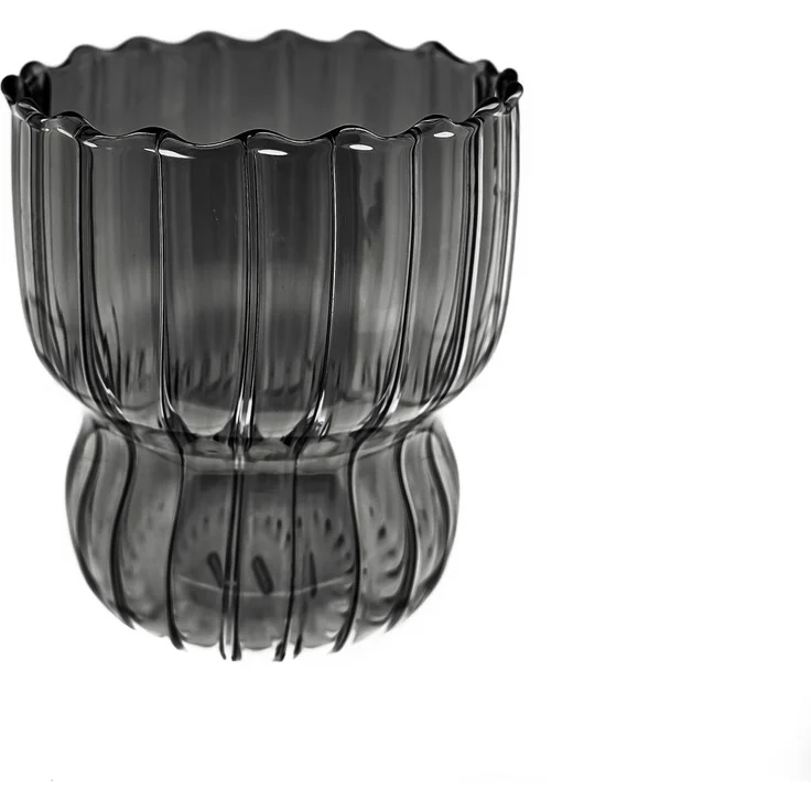 8er Set Moderne Gläser 300 ml Riffle Design Trinkgläser aus Borosilikatglas in Schwarz – Bild 2