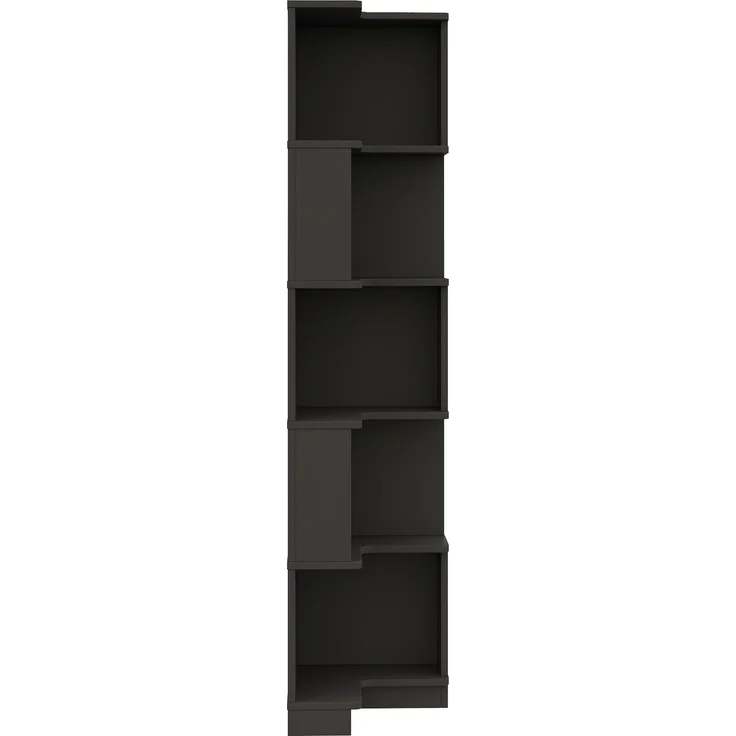 Flieks Eckregal mit LED 63.5×45×175 cm, Eckbücherregal 5 Ebenen, Bücherregal Ecke mit App-Steuerung, Standregal modern, Schwarz – Bild 7