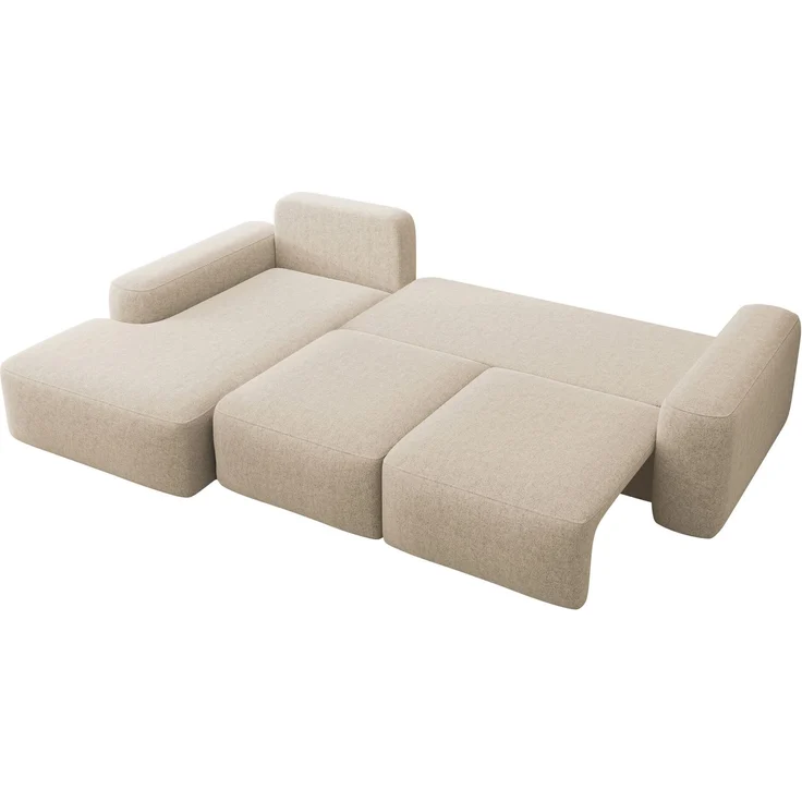 Selsey 'Carnos' Ecksofa mit Schlaffunktion, Lendenkissen, Chenille, Beige, links – Bild 4