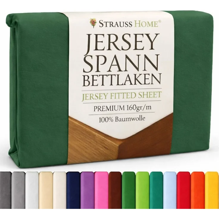 Strauss Home Spannbettlaken Premium 160 g/m² Gekämmte Baumwolle Jersey in Hotelqualität, Gummizug: Rundumgummi, OEKO-TEX®-zertifiziert - Hotelqualität – Formstabil & Langlebig – Bild 1