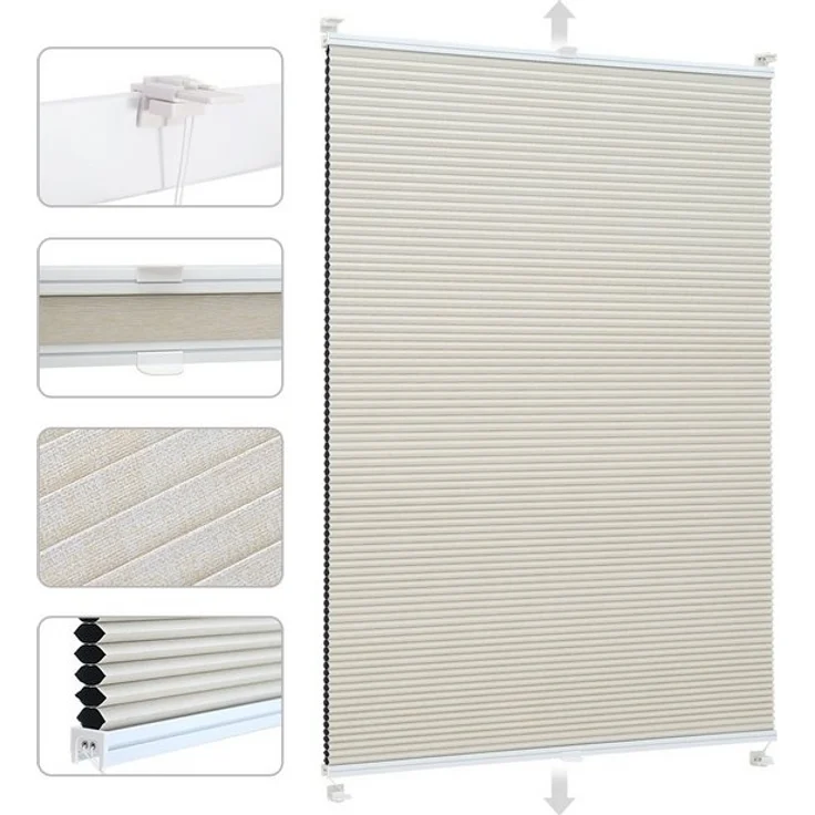 Sekey Wabenplissee Plissee ohne Bohren Verdunkelung Rollo 100% verdunkelnd Blickdicht, verdunkelnd, Klemmfix – Bild 4
