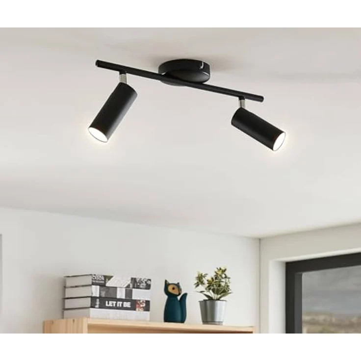 Lindby Camille LED Deckenlampe, 2-flammig, moderne Deckenleuchte in Schwarz aus Metall für Wohnzimmer und Esszimmer – Bild 3