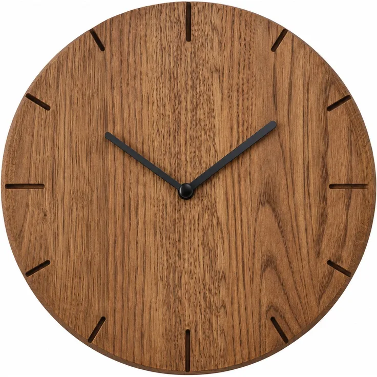 Natuhr Wanduhr F4002D Solide Funkwanduhr aus dunkler Eiche – Massivholz Eiche – Eiche dunkel – 30 × 30 × 4 cm