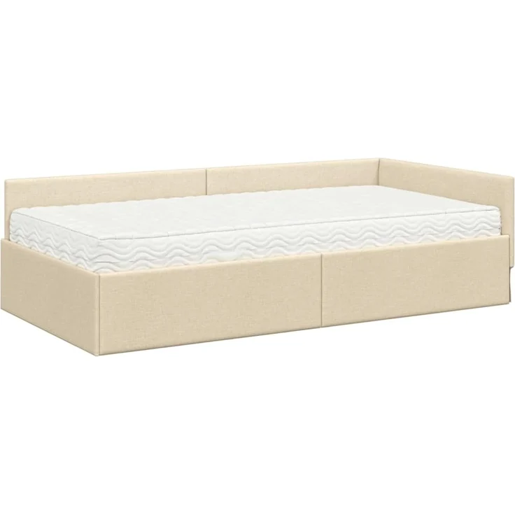 vidaXL Eckbettgestell mit Matratze 2 stk. Creme 90 x 200 cm Stoff 3393603 – Bild 4