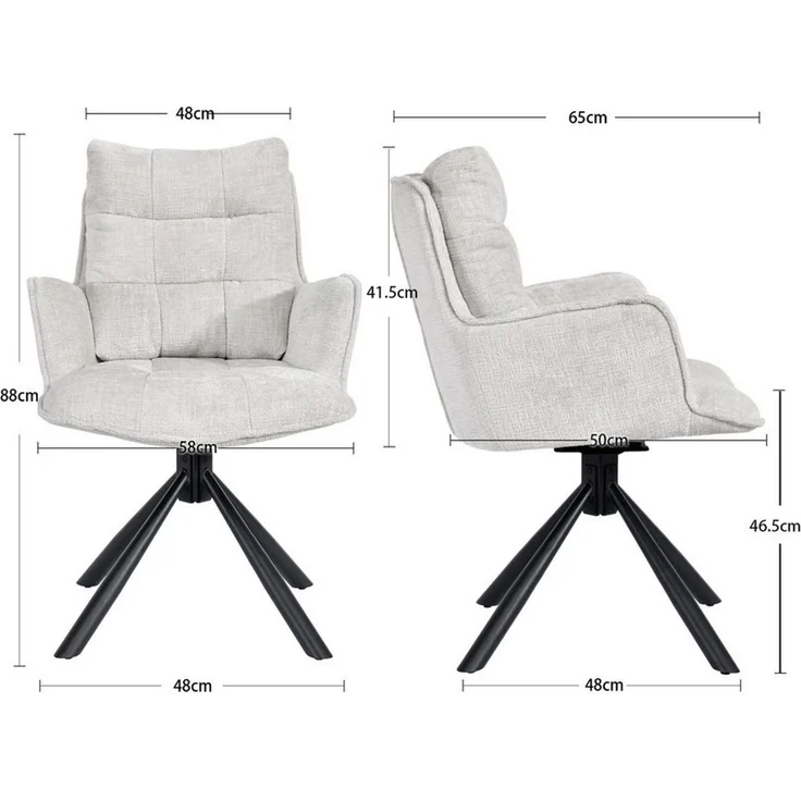 Duhome Esszimmerstuhl (8610A), 360° drehbar, Automatische Rückstellfunktion, Chenille-Stoff – Bild 2