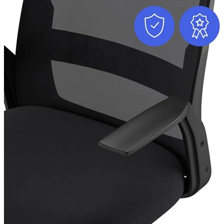 SENSE7 ergonomischer Bürostuhl Juno, Office Chair mit Wippfunktion, Armlehnen, Bürosessel mit atmungsaktiver Rückenlehne, Computerstuhl bis 130kg, Drehstuhl aus Mesh, Rückenschonend, schwarz – Bild 10