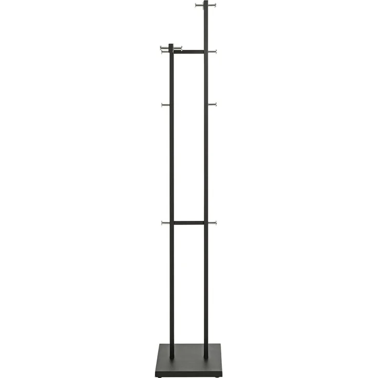 Haku Garderobenständer mit 14 Garderobenknöpfen aus Metall, schwarz-chrom, Stahlrohr, freistehend, 42x30x175 cm – Bild 7
