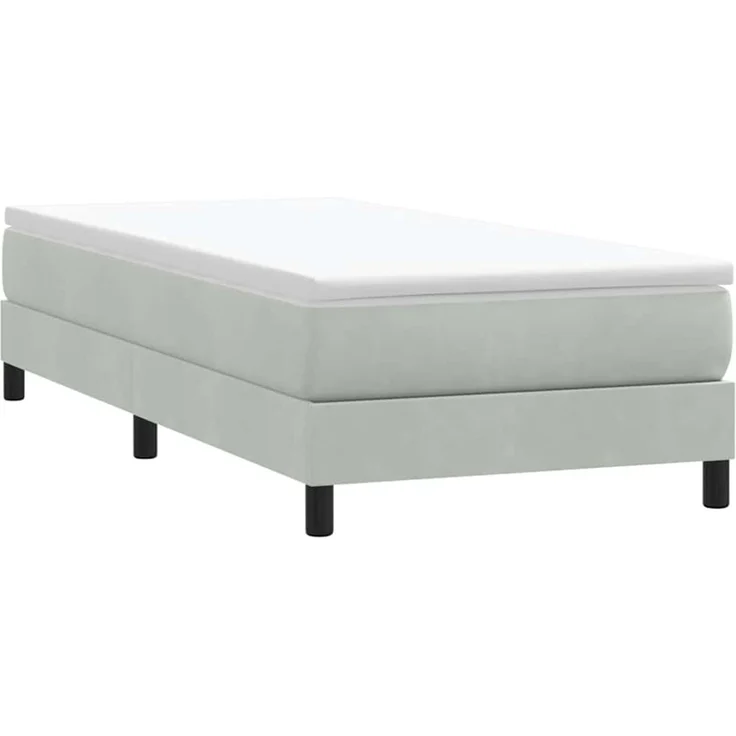 vidaXL Boxspringbett ohne Matratze Hellgrau 80x220 cm Samt 3315849 – Bild 3