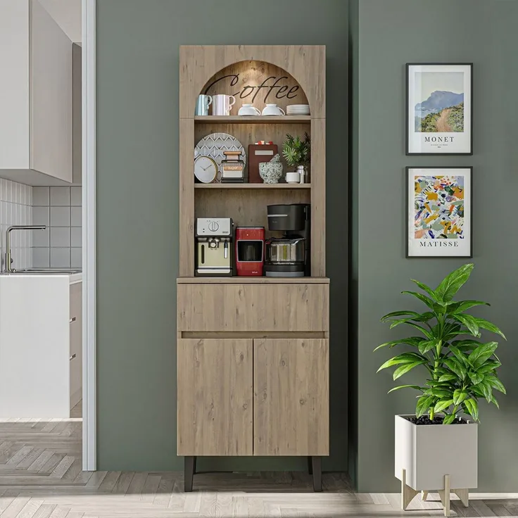 Roomart Küchenregal VENEDIK Küchenschrank 60 cm, Buffet, Schublade in 4 Farben, Buffet- & Mehrzweckschrank, LED Bogennische, Schublade, 4 Farben, 18 mm Platten
