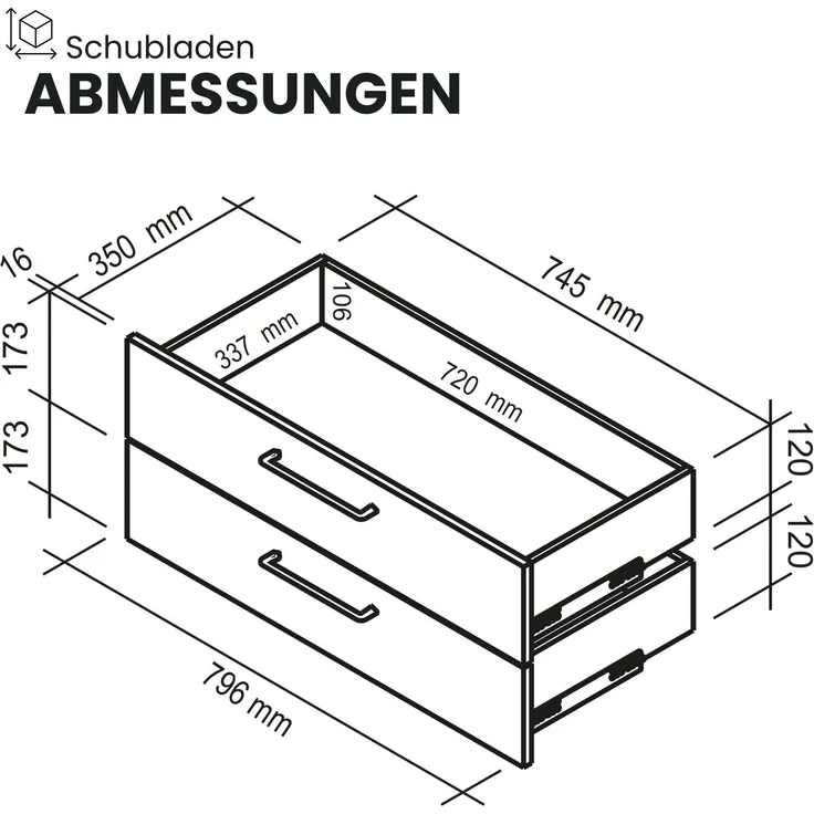 bümö smart Schubladenschrank, Büroschrank 80cm breit in Weiß/Buche mit 4 Schüben - Bürocontainer aus Holz, Container mit Metallgriffen & Soft-Stop Schubladen, 928S4-W-6-BS – Bild 8