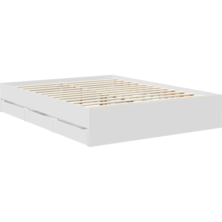 vidaXL Bettrahmen mit Schubladen Weiß 150 x 200 cm Ingenieurs Holz 3411823 – Bild 6