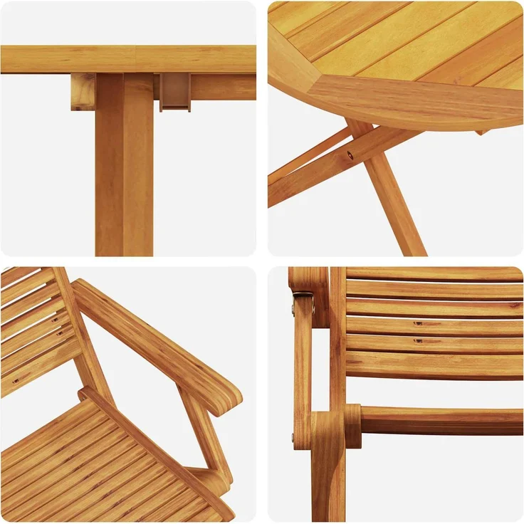 vidaXL Klapp Bistro Set 3 pcs Braun Massivholz Akazie 3375689 – Bild 6