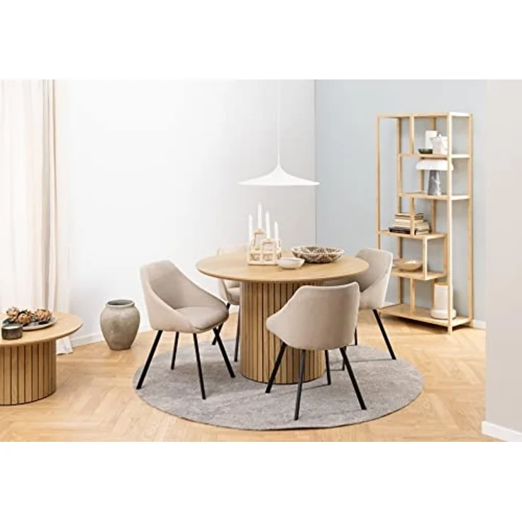 AC Design Furniture Yaron Esstisch in Wildeichenoptik für 4 Personen, Säulenfuß mit Lamellenfront, Runder Esstisch, Ø: 120 x H: 75 cm – Bild 2