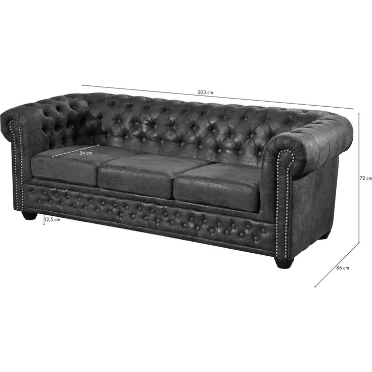 Sofa 203x86x72 braun CHESTERFIELD – Bild 9
