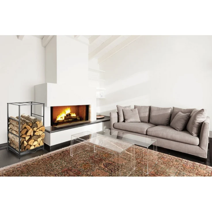 Kobolo Kaminholzregal Kaminholzständer aus Metall schwarz lackiert, BxTxH:50 x 32 x 80 cm – Bild 1