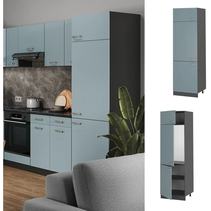 Kühlumbauschrank R-Line Blau-Grau 60 cm Vicco – Bild 2