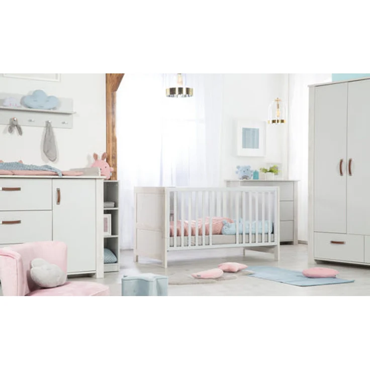 roba Kinderzimmerset 'Mila' 3-teilig - Bett 70 x 140 - Kleiderschrank 3-türig - Grau / Weiß – Bild 4