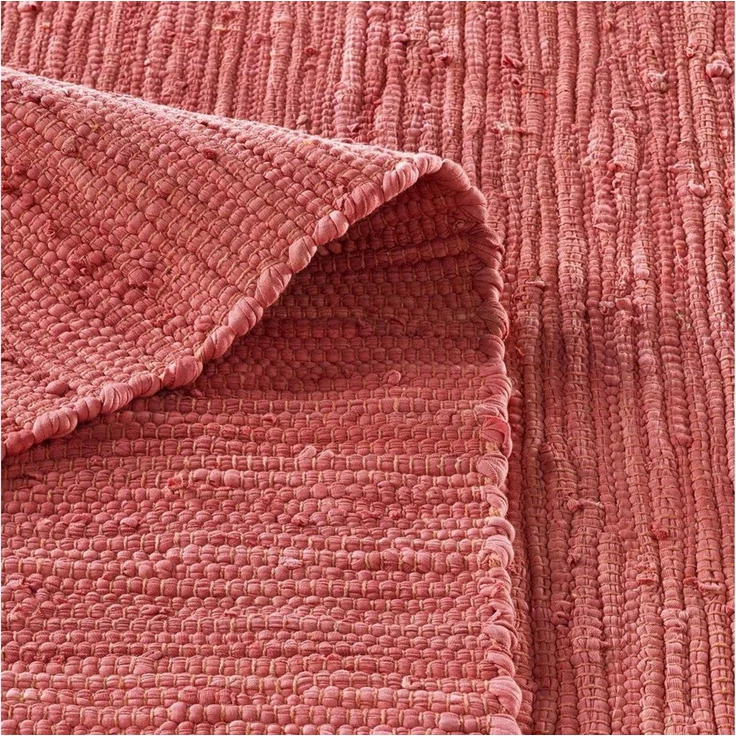 TaraCarpet Teppich Flickenteppich TaraCarpet Sylt mit Fransen, rechteckig, Höhe: 5 mm, Wohnzimmer Schlafzimmer Küchenteppich rot 160x230 – Bild 3