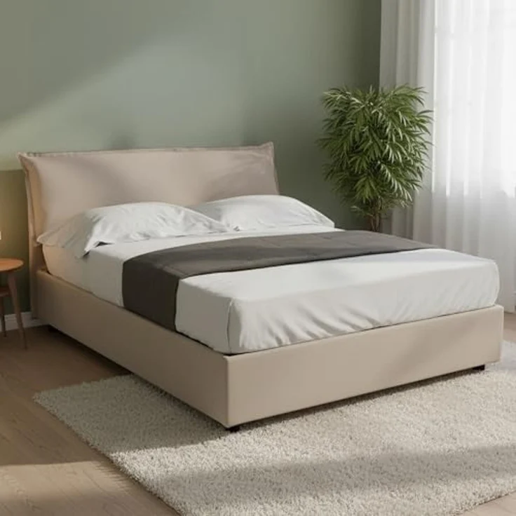 Talamo Italia - Doppelbettgestell Amina, orthopädischer Lattenrost, 100 % Made in Italy, 120 x 190 x 31 cm – Bild 1